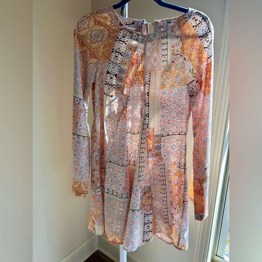 Amuse Society 70s Inspired Boho Patchwork Print Cutout Mini Dress Size S - Picture 4 of 8